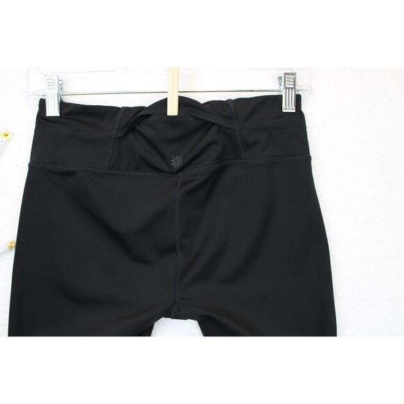 Athleta Mesh Capri Leggings Women S Black Drawstring Athleisure Fitness Yoga - Picture 8 of 15